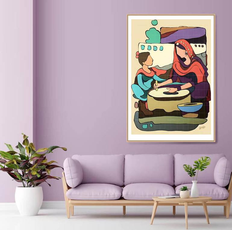Original Abstract Women Painting by Artist Gurdish Pannu