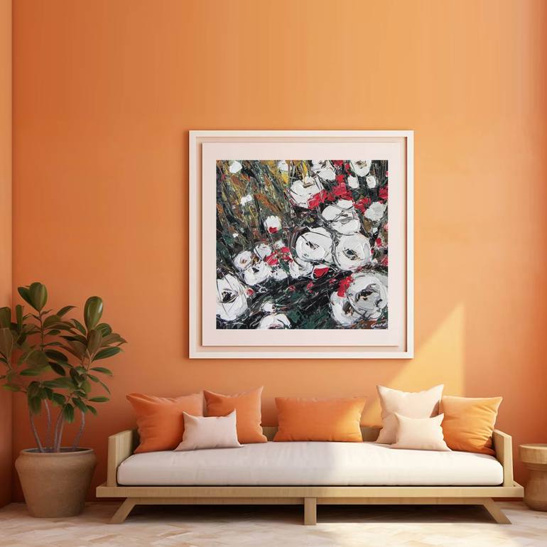 Original Abstract Floral Painting by Artist Gurdish Pannu