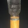 The inspiration of my work is a man, his interior, soul - a metal mesh as a symbolic shell, behind which lies the depth ...The head is made of stainless steel mesh, on a wooden base (oiled oak) with a stainless steel band.