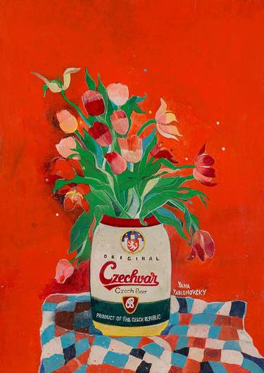 Original Art Deco Still Life Painting by Yana Yablonovsky