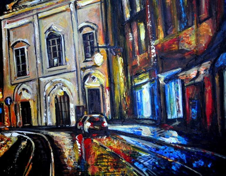 Original Abstract Cities Painting by Alex Solodov