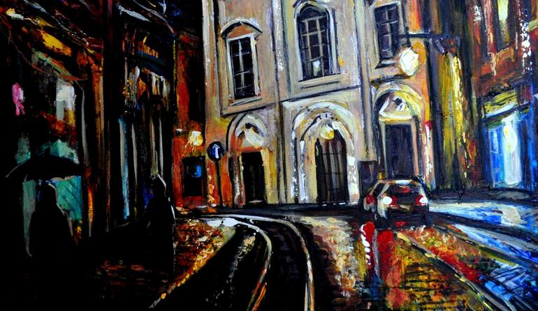Original Abstract Cities Painting by Alex Solodov