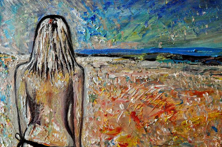 Original Expressionism Beach Painting by Alex Solodov