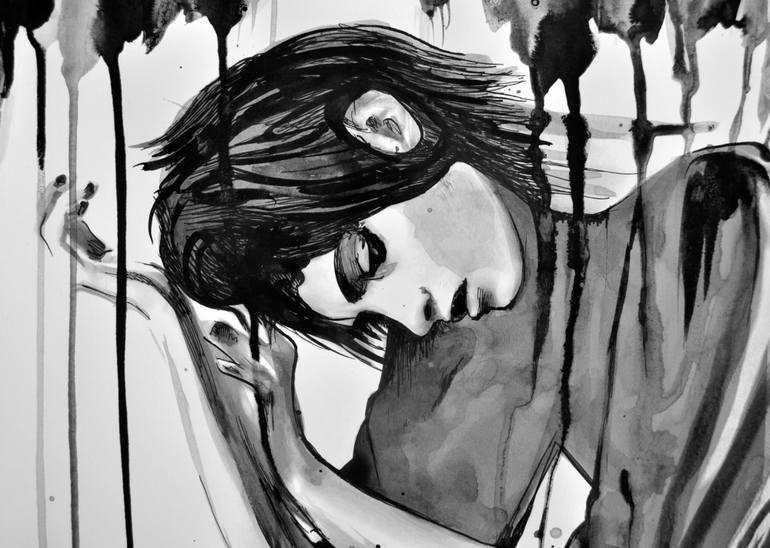 Original Expressionism Fashion Drawing by Alex Solodov