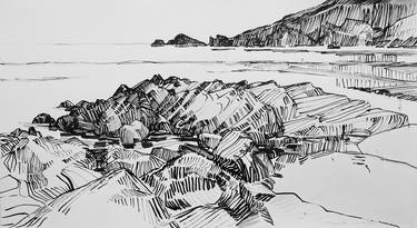 Original Expressionism Beach Drawings by Frank Dekkers