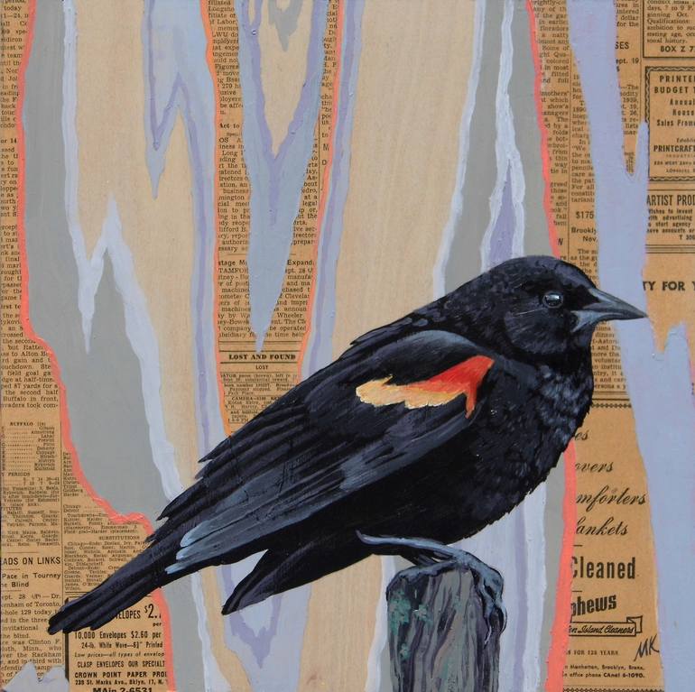 red winged blackbird painting