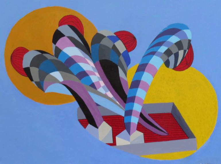 Original Surrealism Geometric Painting by William Rhodes