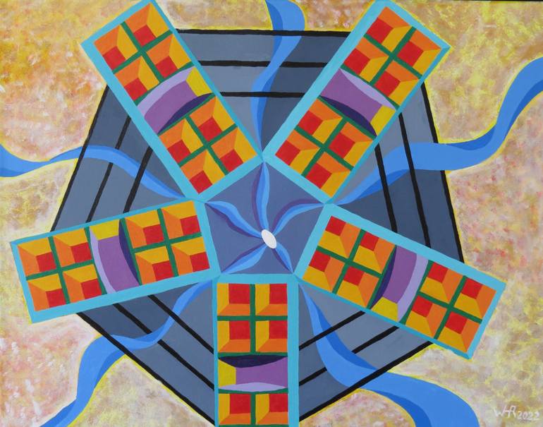 Original Abstract Geometric Painting by William Rhodes