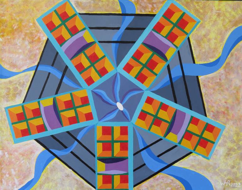 Original Abstract Geometric Painting by William Rhodes