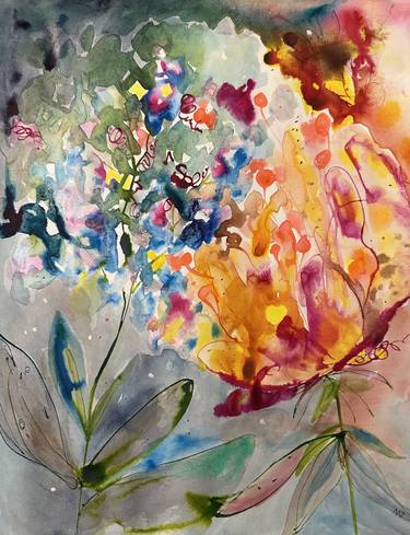 Original Abstract Floral Painting by Marianna Tankelevich