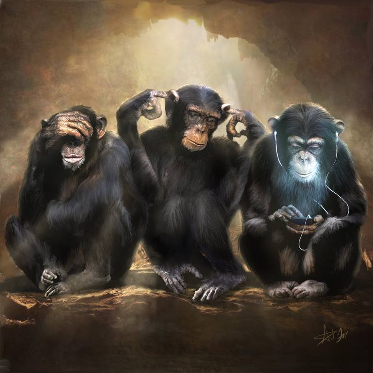 3 Wise Monkeys Painting By Ant Fox Saatchi Art