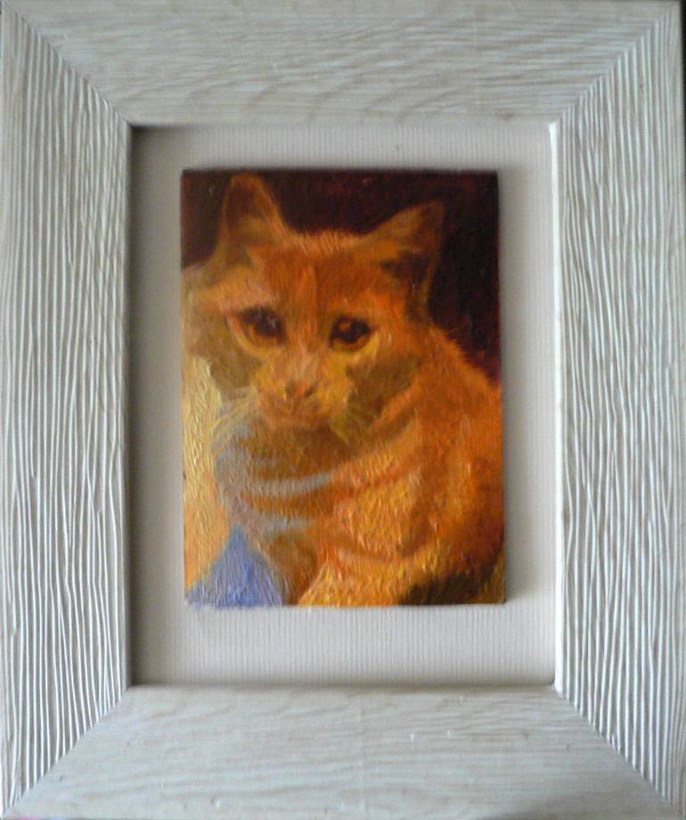 Original Impressionism Cats Painting by Olena Kamenetska-Ostapchuk