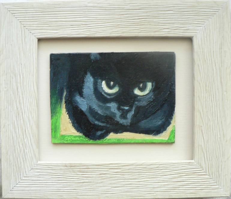 Original Impressionism Cats Painting by Olena Kamenetska-Ostapchuk