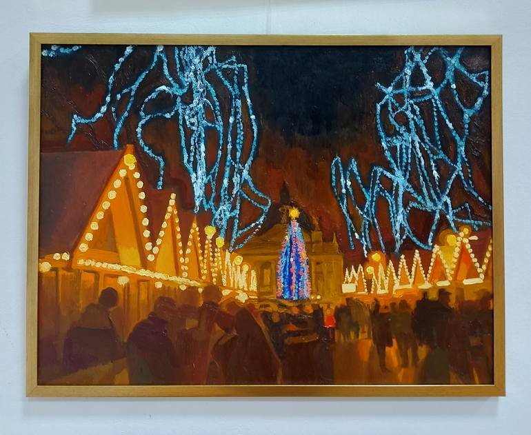 Original Expressionism Cities Painting by Olena Kamenetska-Ostapchuk