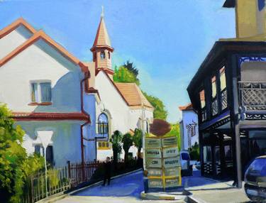 Original Impressionism Cities Painting by Olena Kamenetska-Ostapchuk