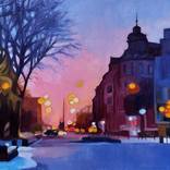 Pink winter evening by Olena Kamenetska-Ostapchuk