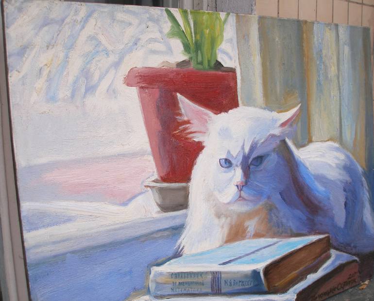 Original Realism Cats Painting by Olena Kamenetska-Ostapchuk