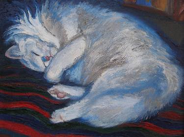 Print of Cats Paintings by Olena Kamenetska-Ostapchuk