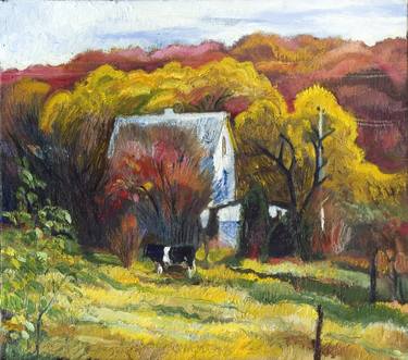 Autumn landscape with cow thumb