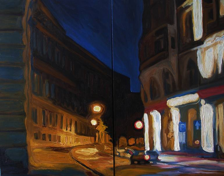 Mysterious street Painting by Olena Kamenetska-Ostapchuk