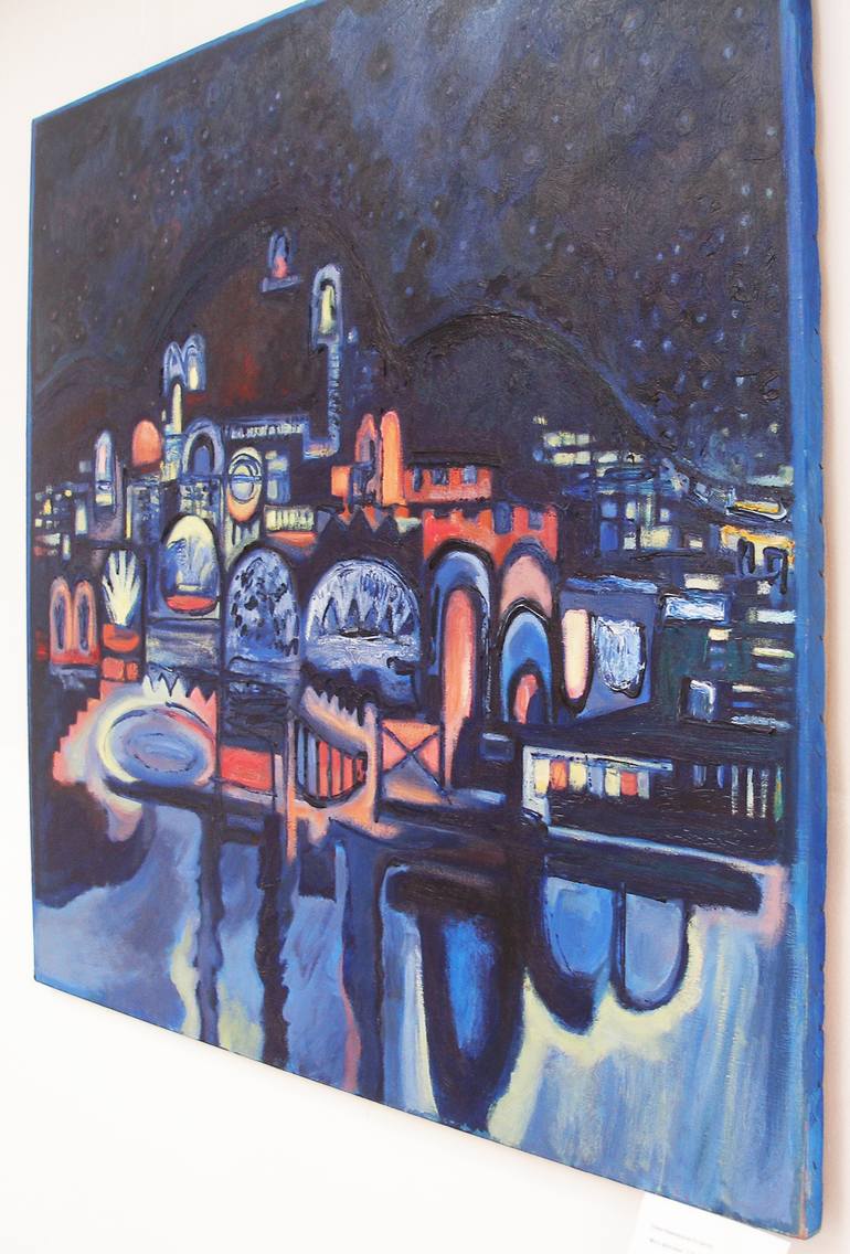Original Expressionism Cities Painting by Olena Kamenetska-Ostapchuk