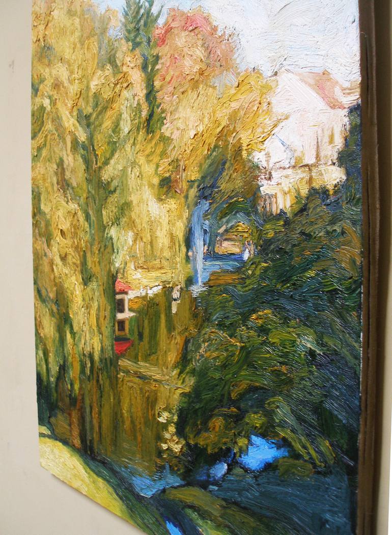 Original Impressionism Garden Painting by Olena Kamenetska-Ostapchuk