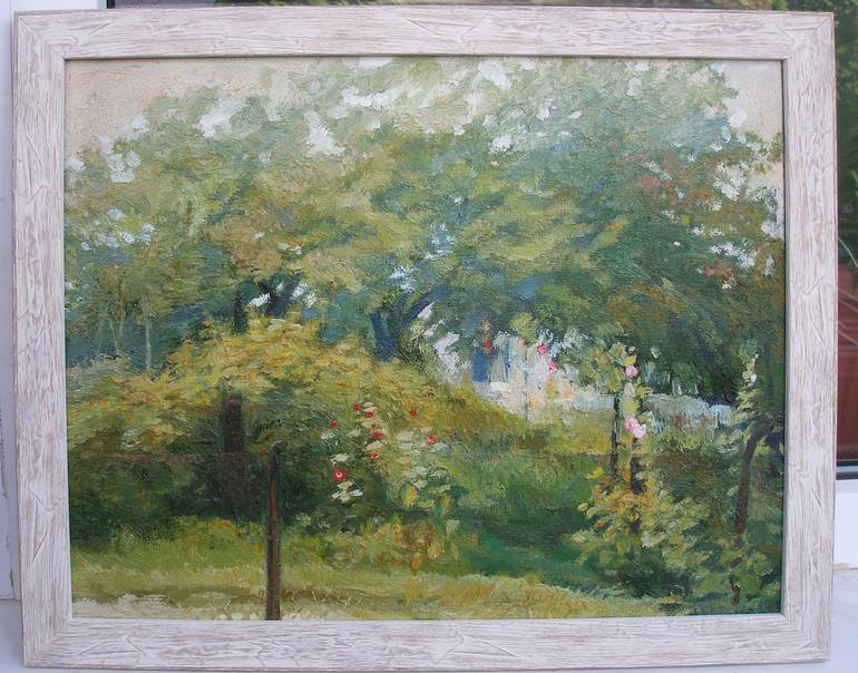 Original Impressionism Garden Painting by Olena Kamenetska-Ostapchuk