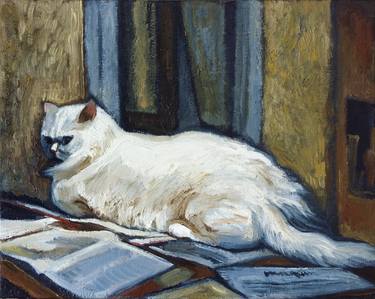 Original Fine Art Cats Paintings by Olena Kamenetska-Ostapchuk