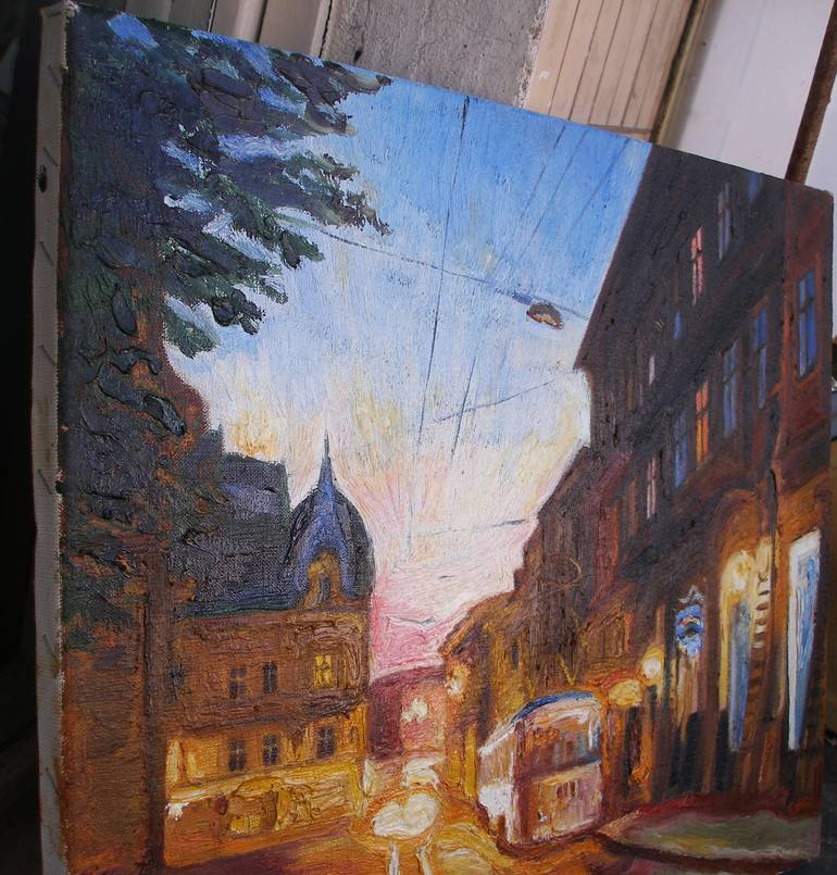 Original Impressionism Cities Painting by Olena Kamenetska-Ostapchuk