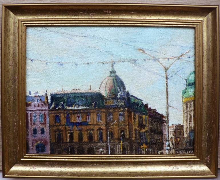 Original Impressionism Architecture Painting by Olena Kamenetska-Ostapchuk