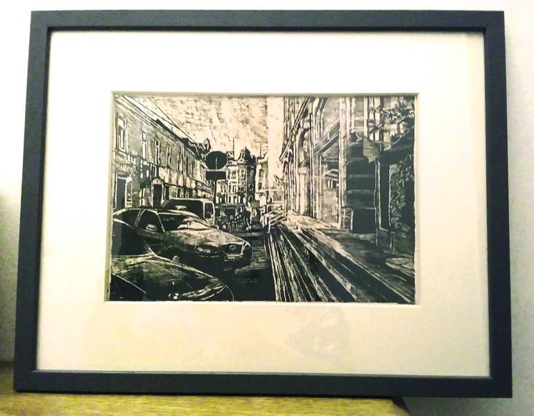 Original Fine Art Cities Drawing by Olena Kamenetska-Ostapchuk