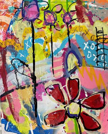 Original Abstract Floral Paintings by MG Stout