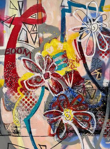 Original Dada Floral Paintings by MG Stout