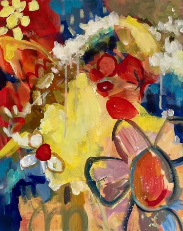 Original Abstract Expressionism Floral Painting by Mg Stout