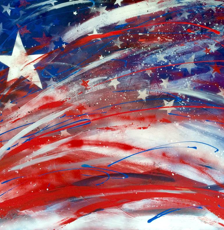 Deconstructed American Flag Painting By Mg Stout | Saatchi Art