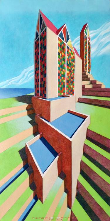Original Surrealism Architecture Paintings by Federico Cortese