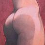 From the series “Mirror of desires”, oil and pencil on paper, 12 x 30 cm.

This is a naked body spied through the keyhole. The naked person, not knowing to be observed, he feels safe, he thinks he is alone. Who is hidden, who spies, seizes first the nakedness of the body, and this excites him, like a cheapish porn movie with an actor who masturbates behind a door, while someone in the next room is having sex.

www.federicocortese.com