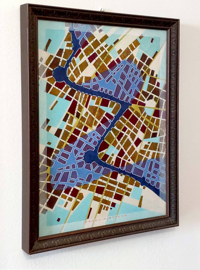 Original Geometric Abstract Painting by Federico Cortese