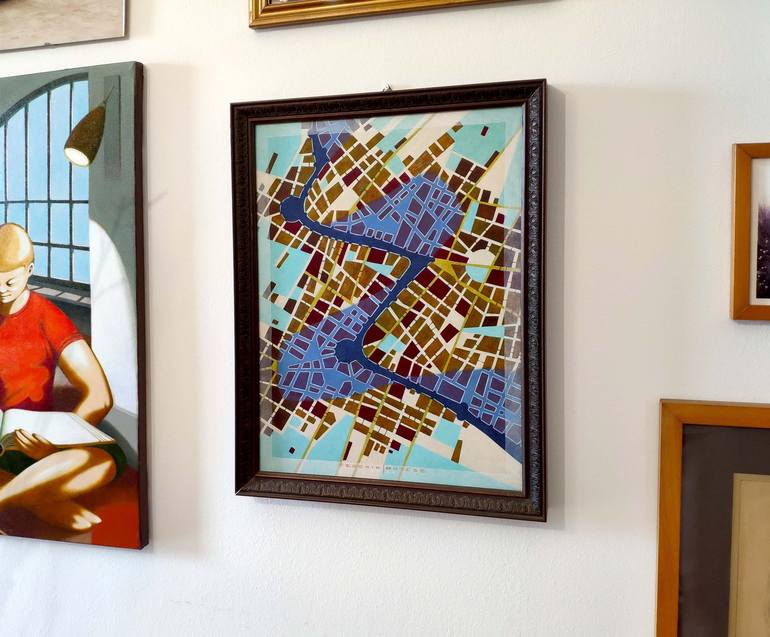 Original Geometric Abstract Painting by Federico Cortese