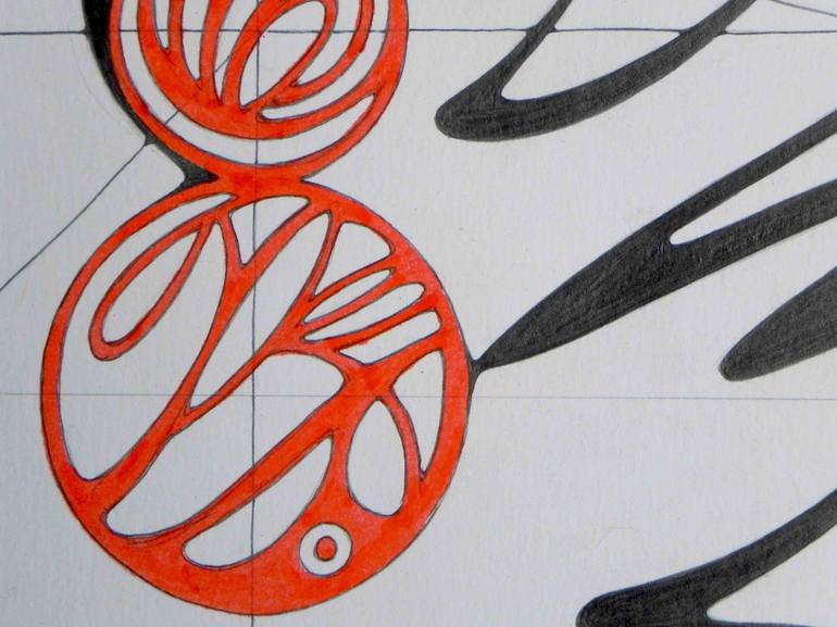 Original Abstract Calligraphy Drawing by Federico Cortese