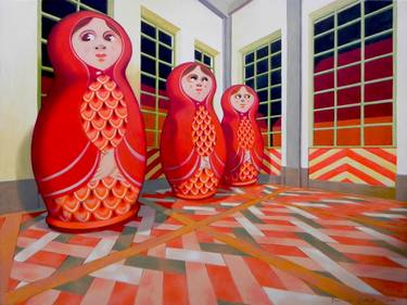 Original Surrealism Children Paintings by Federico Cortese