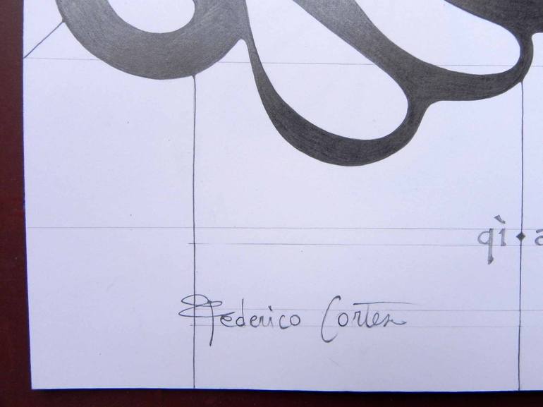 Original Abstract Expressionism Calligraphy Drawing by Federico Cortese