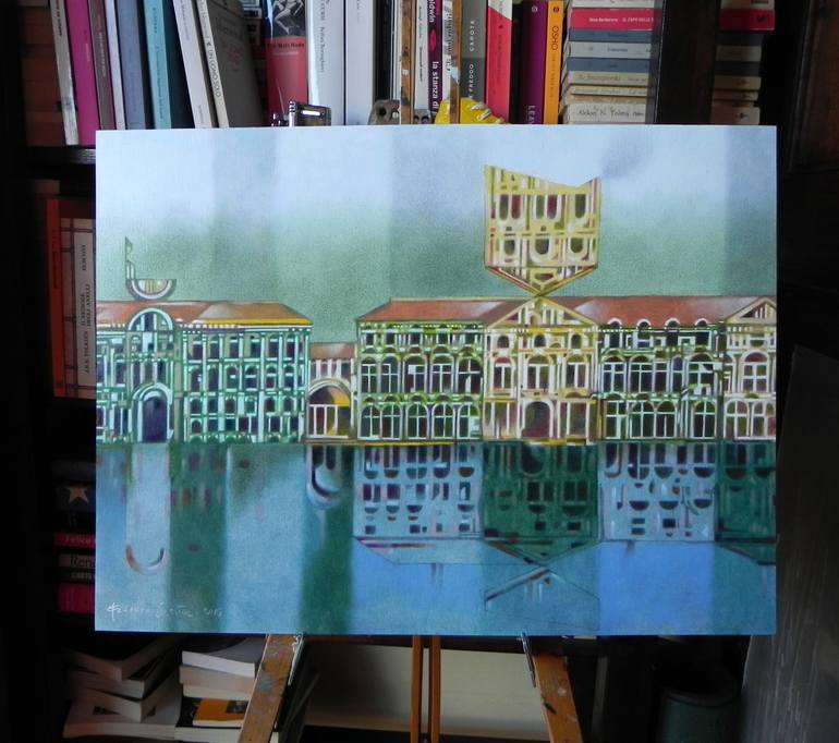 Original Art Deco Cities Painting by Federico Cortese