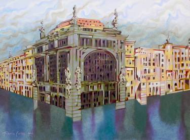 Original Art Deco Cities Paintings by Federico Cortese