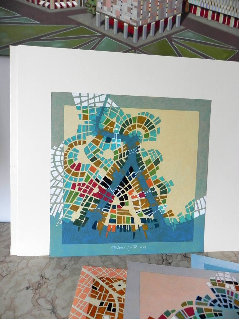 Original Art Deco Abstract Painting by Federico Cortese