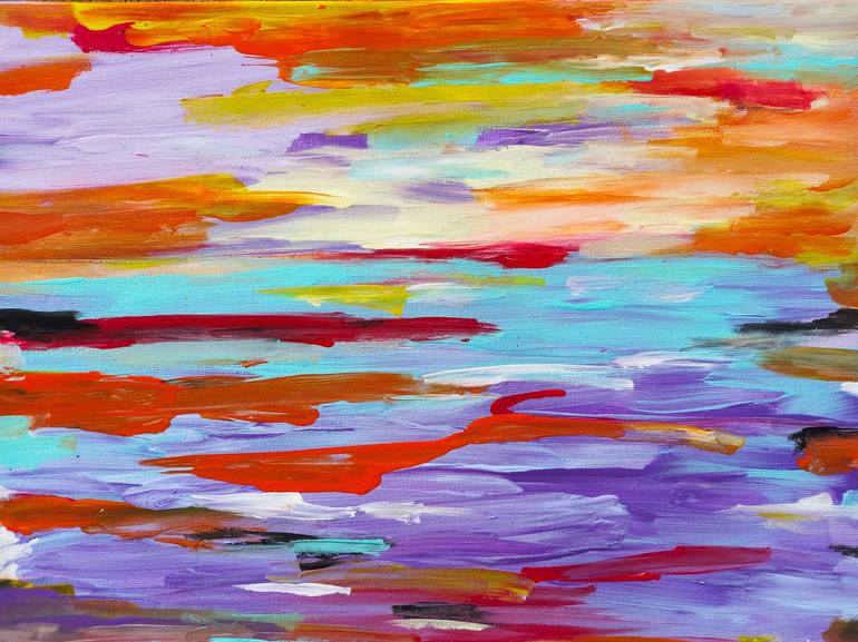 Abstract Orange Purple Summer Sunset Painting by Tanya Zevallos ...