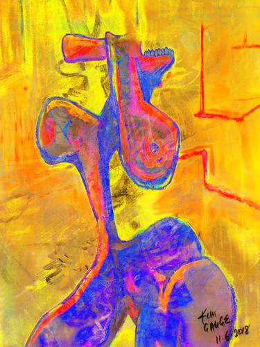 Original Cubism Nude Mixed Media by ΚΙΜ GAUGE