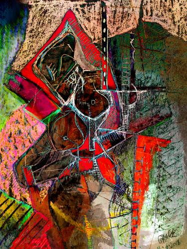 Print of Cubism Nude Mixed Media by ΚΙΜ GAUGE