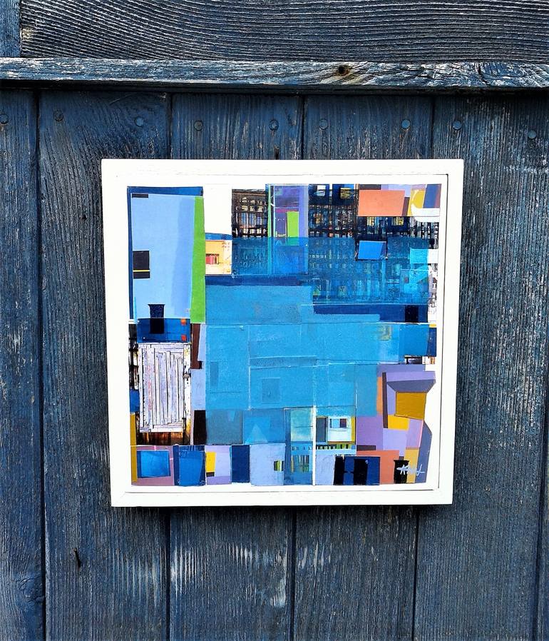 Original Cubism Abstract Collage by Karin Hay White