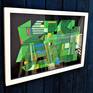 Mixed media, use of drawing, ink and coloured paper cuts ( acid-free) on 350 gr paper. Inspiration from modern architecture.

Framed with plexiglass for sending